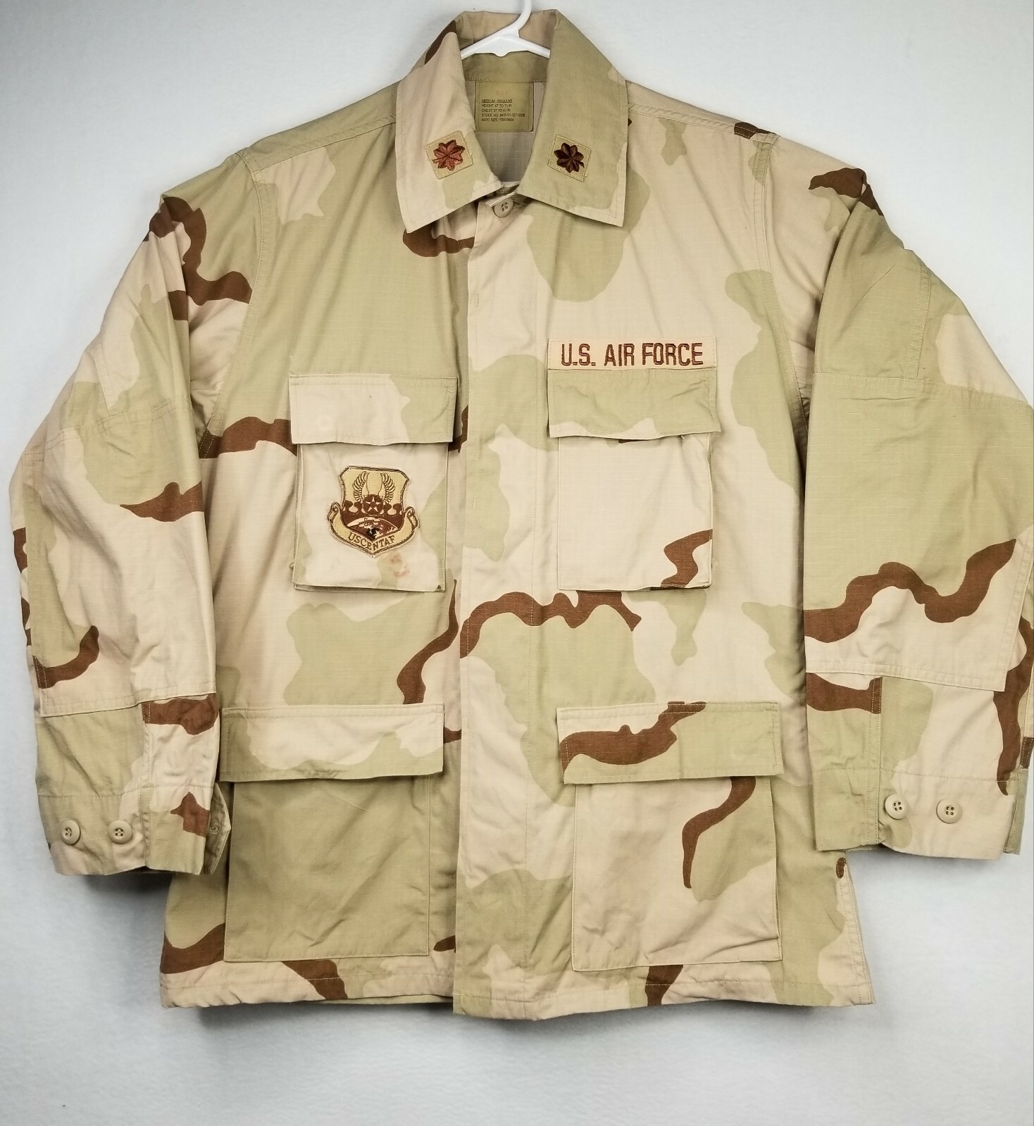 USAF Air Force Desert Camouflage Jacket USCENTAF Patch "chocolate chip" Medium