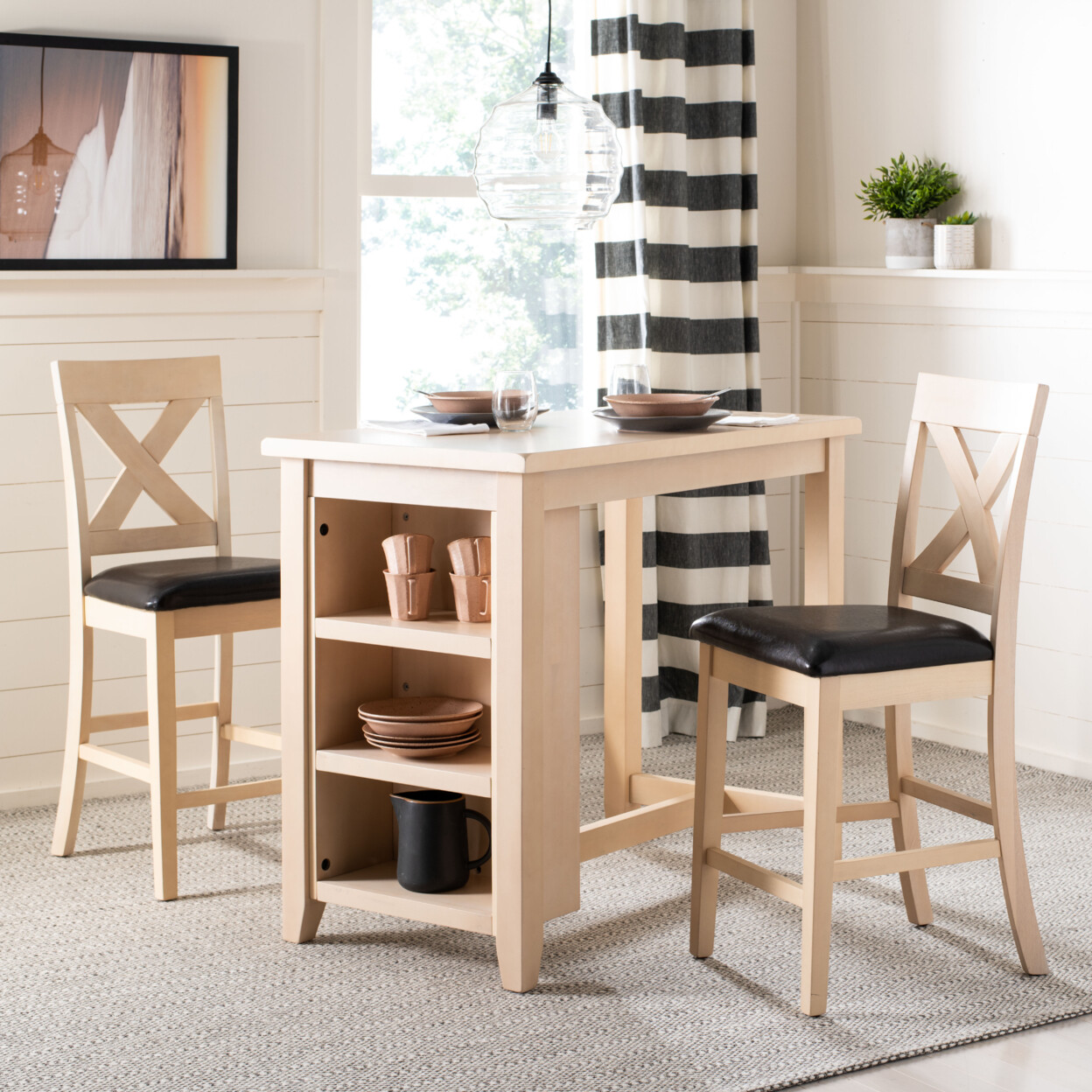 SAFAVIEH Everest 3-Piece Pub Set | White Washed |