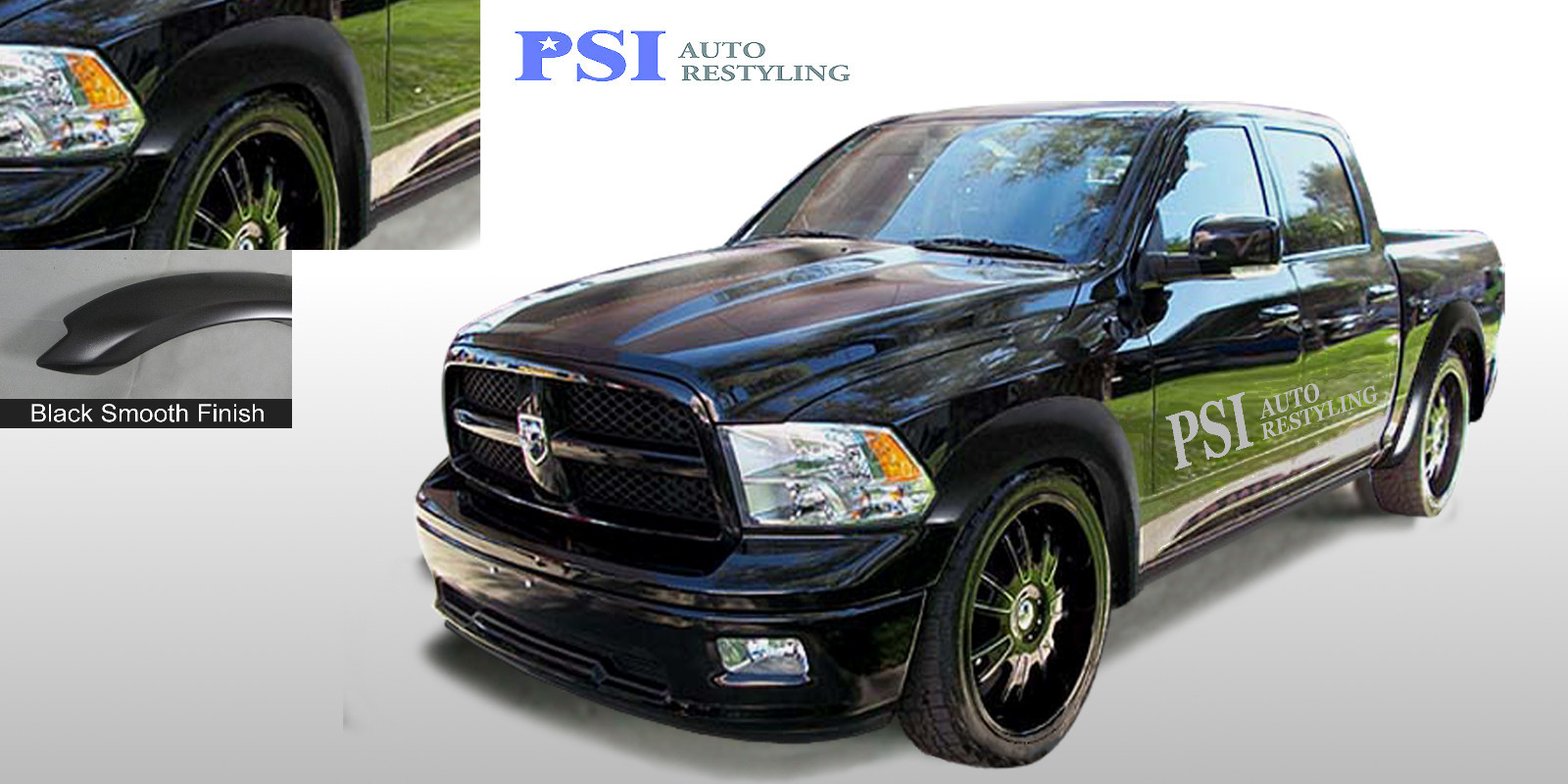 Black Paintable Extension Style Fender Flares For Dodge RAM 1500 2009-2018 4pcs
