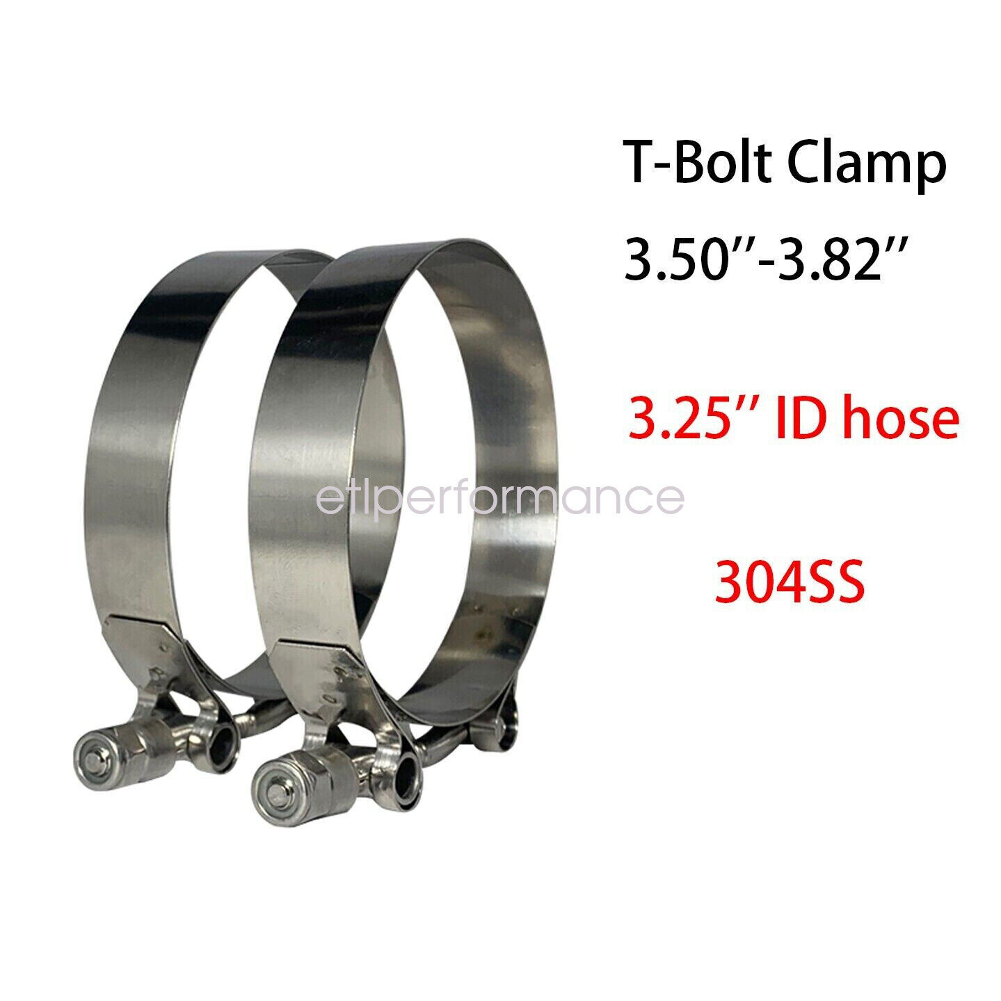 2 Pack 89mm-97mm Stainless Steel T-Bolt Clamp Turbo Intake Hose Clamps