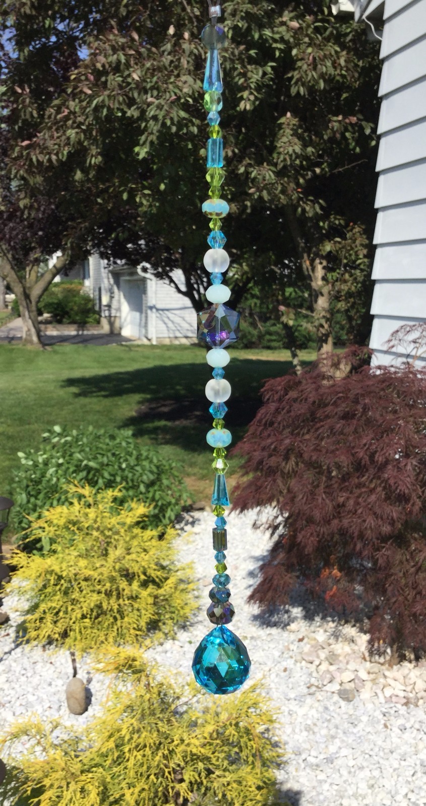Handmade Healing Blue Green Crystal Prism/Suncatcher W/Swarovski Elements USA