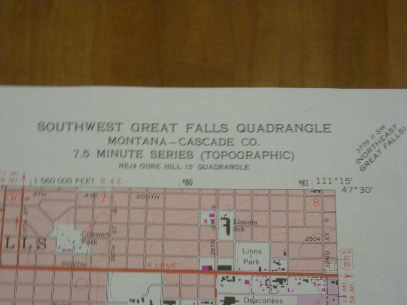 USGS Topo Map -7.5 minute series - SW Great Falls Quadrangle