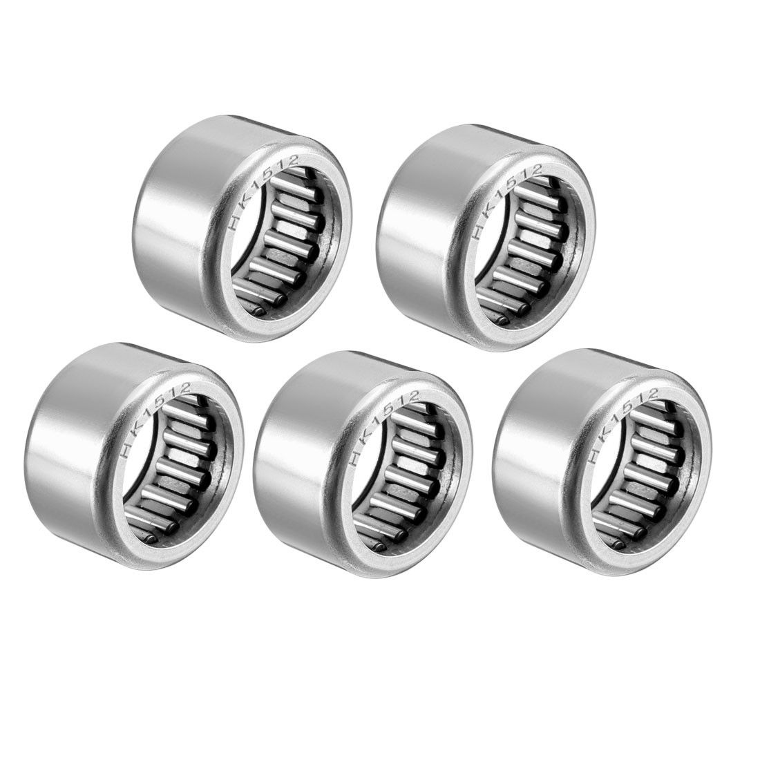 HK1512 Drawn Cup Needle Roller Bearings 15mm Bore Dia, 21mm OD, 12mm Width 5pcs