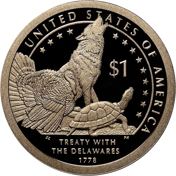 2013-S Proof Native American Treaty With The Delawares Sacagawea Dollar 1$