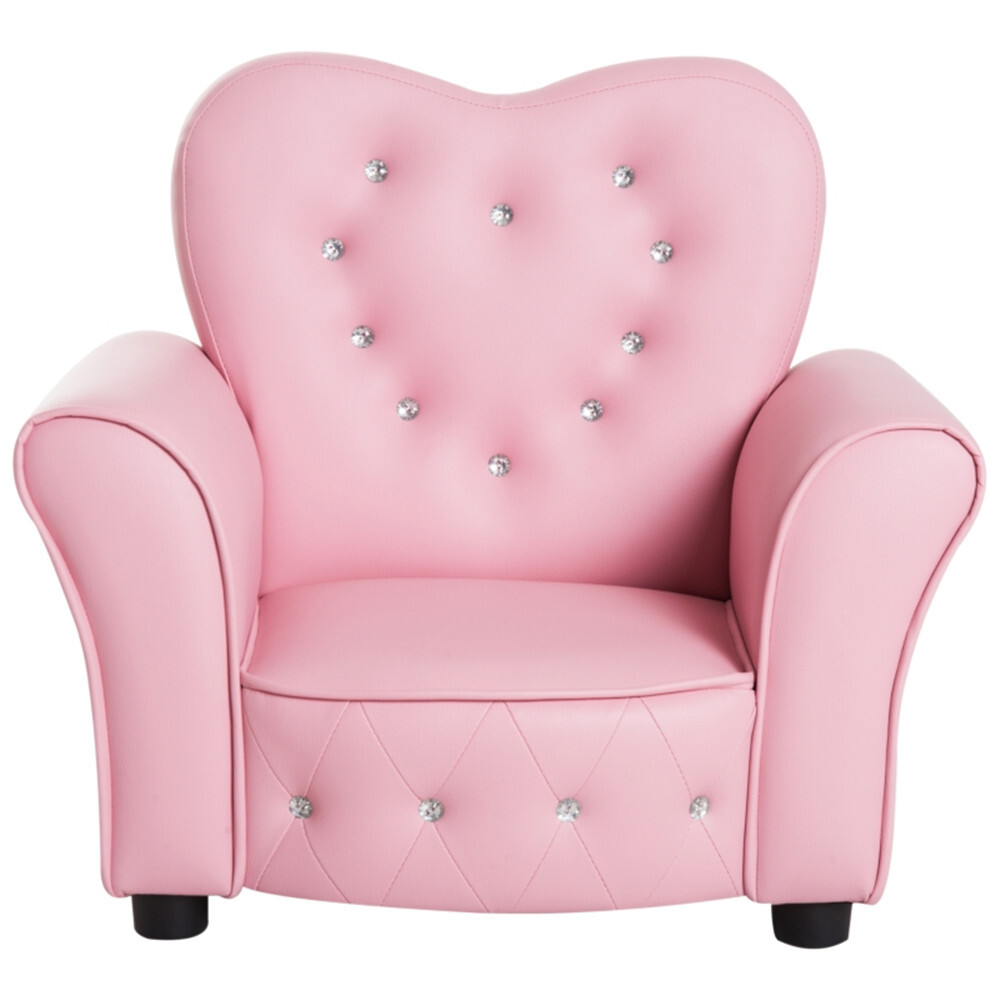 Kids Sofa Toddler Tufted Upholstered Sofa Chair Princess Couch with Diamond