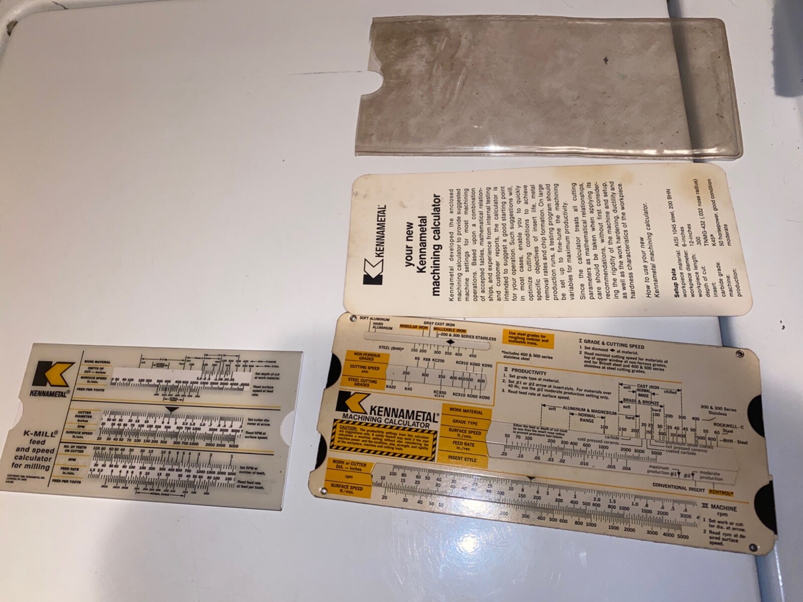 Kennametal Machining Calculator in Plastic Case with K-MILL calculator 