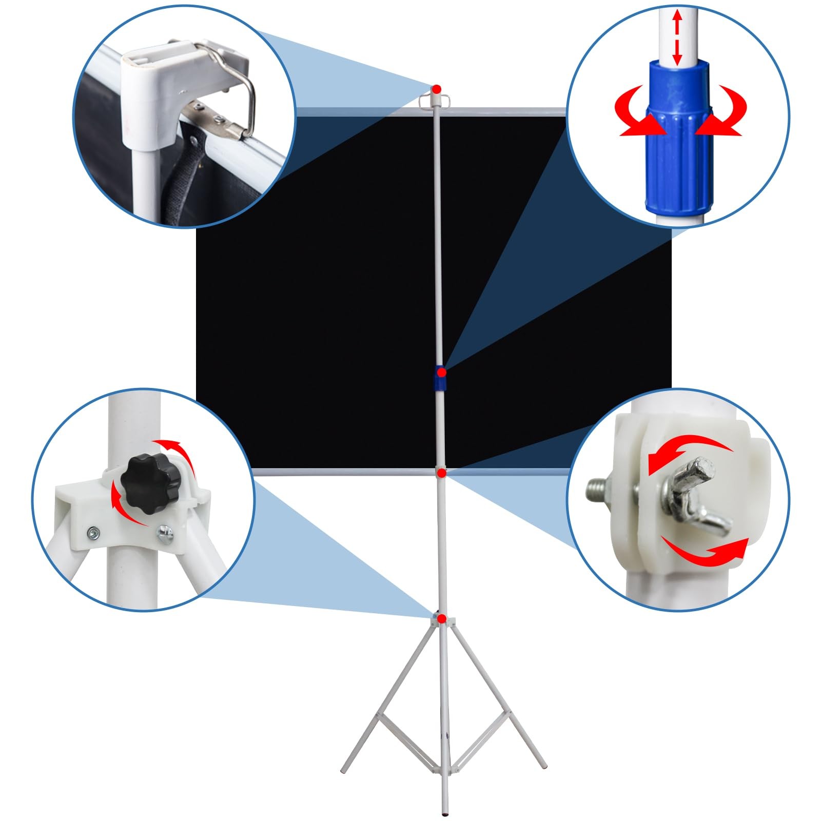 60 Inch Projector Screen Portable with Stand & Carry Bag, 4:3 Aspect Ratio