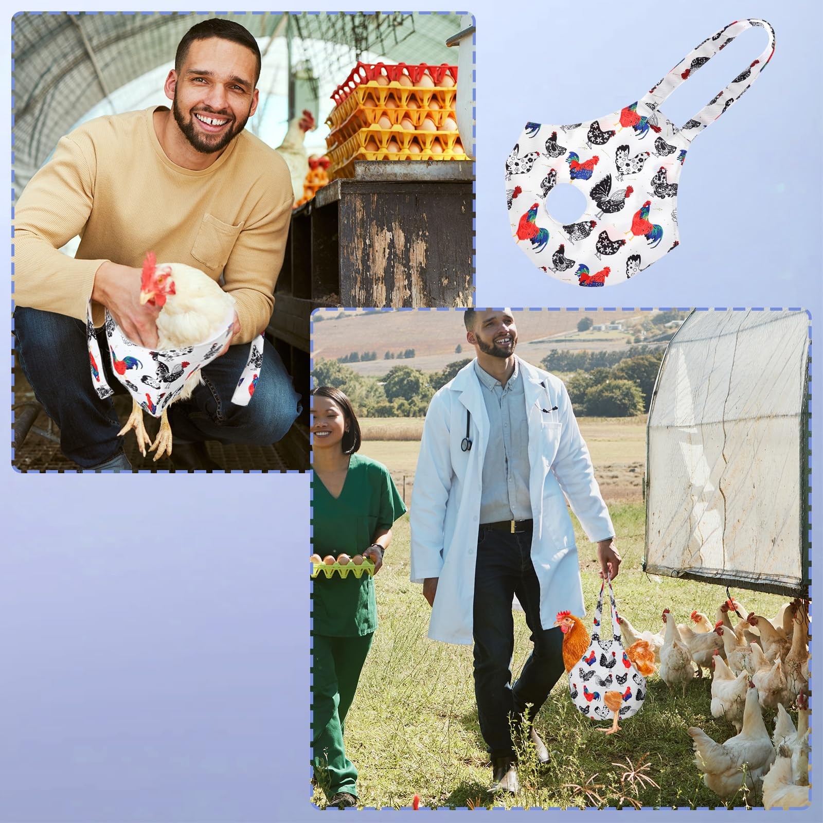 Chicken Holder Bag, Poultry Carrier Sling with Handle, Medium, White