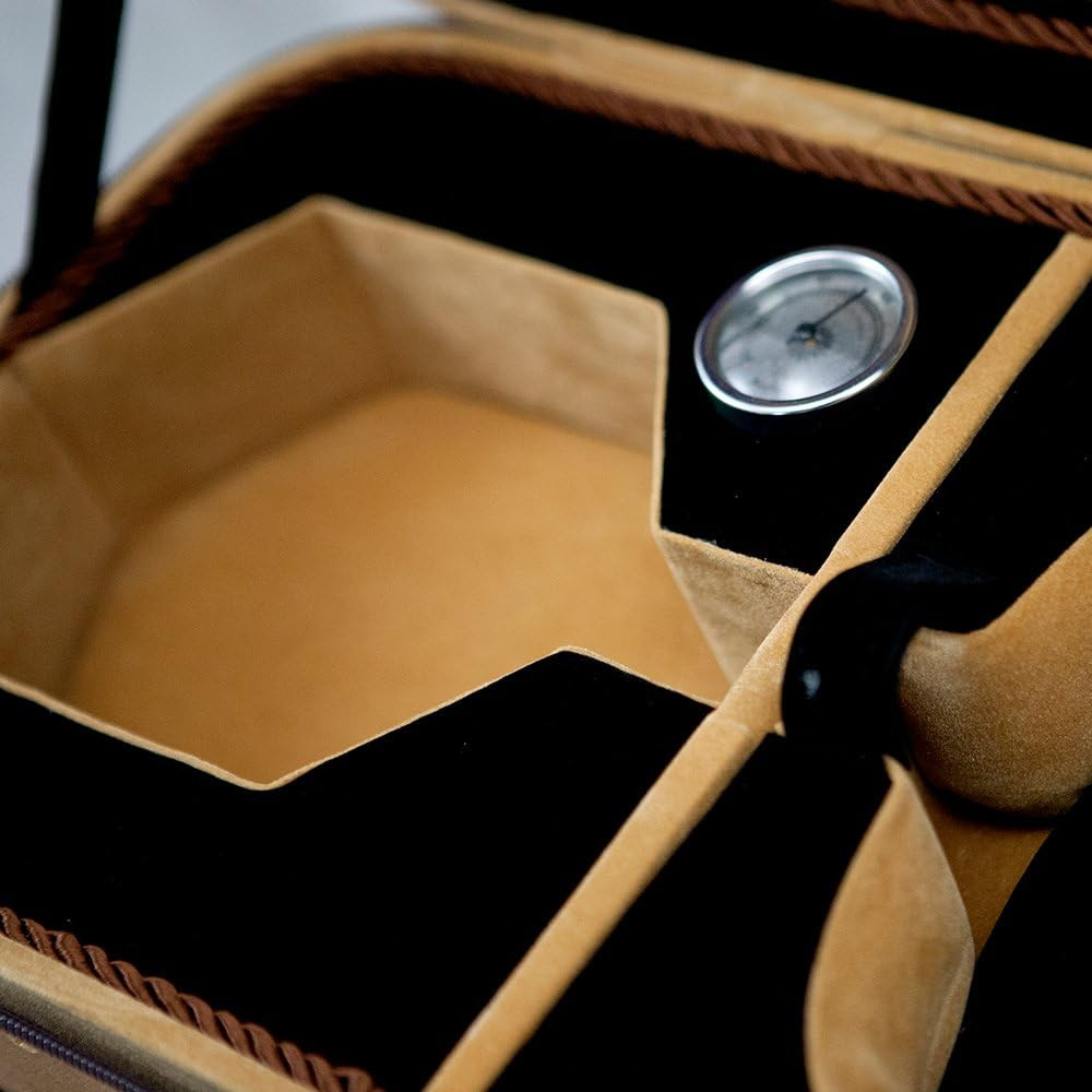 Violin Oblong Case Solid Wood Imitation Buckskin with Hygrometers Brown/Brown Kh