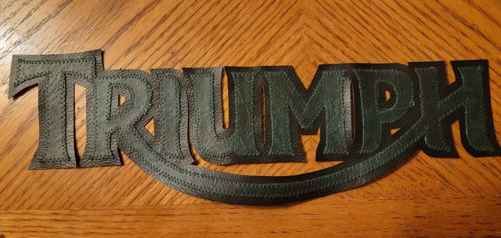 Hinckley Triumph Motorcycle  13 inch back patch. green black. Sew on type. NEW