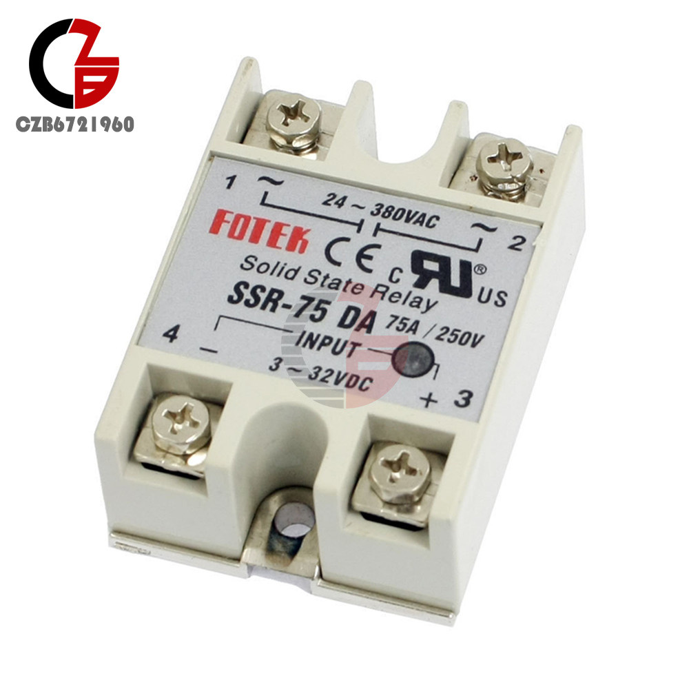 75A 250V SSR-75DA DC 3-32V to AC 24-380V Solid State Relay Module