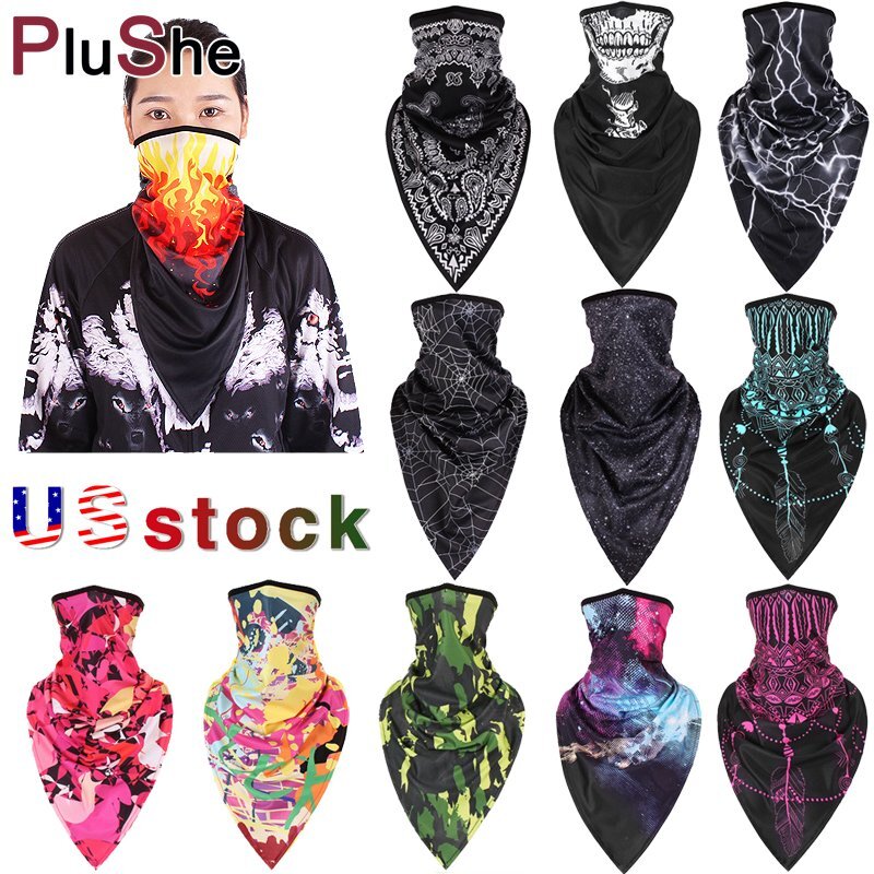 Outdoor Ice Silk Sports Bandana Triangle Face Scarf Neck Hanging Face Cover US
