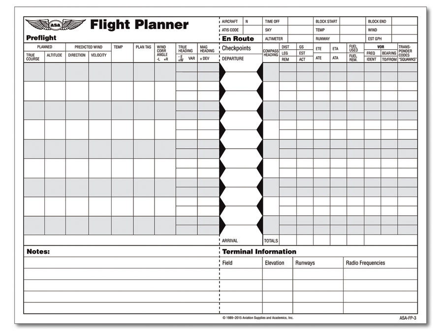 NEW ASA Flight Planner Pad (ASA-FP-3)