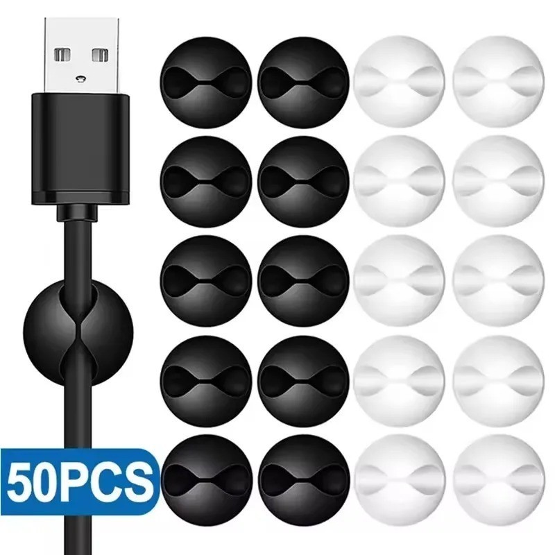 Mini Cable Organizer Clips USB Charging Wire Cord Holder Desk Home Office Car