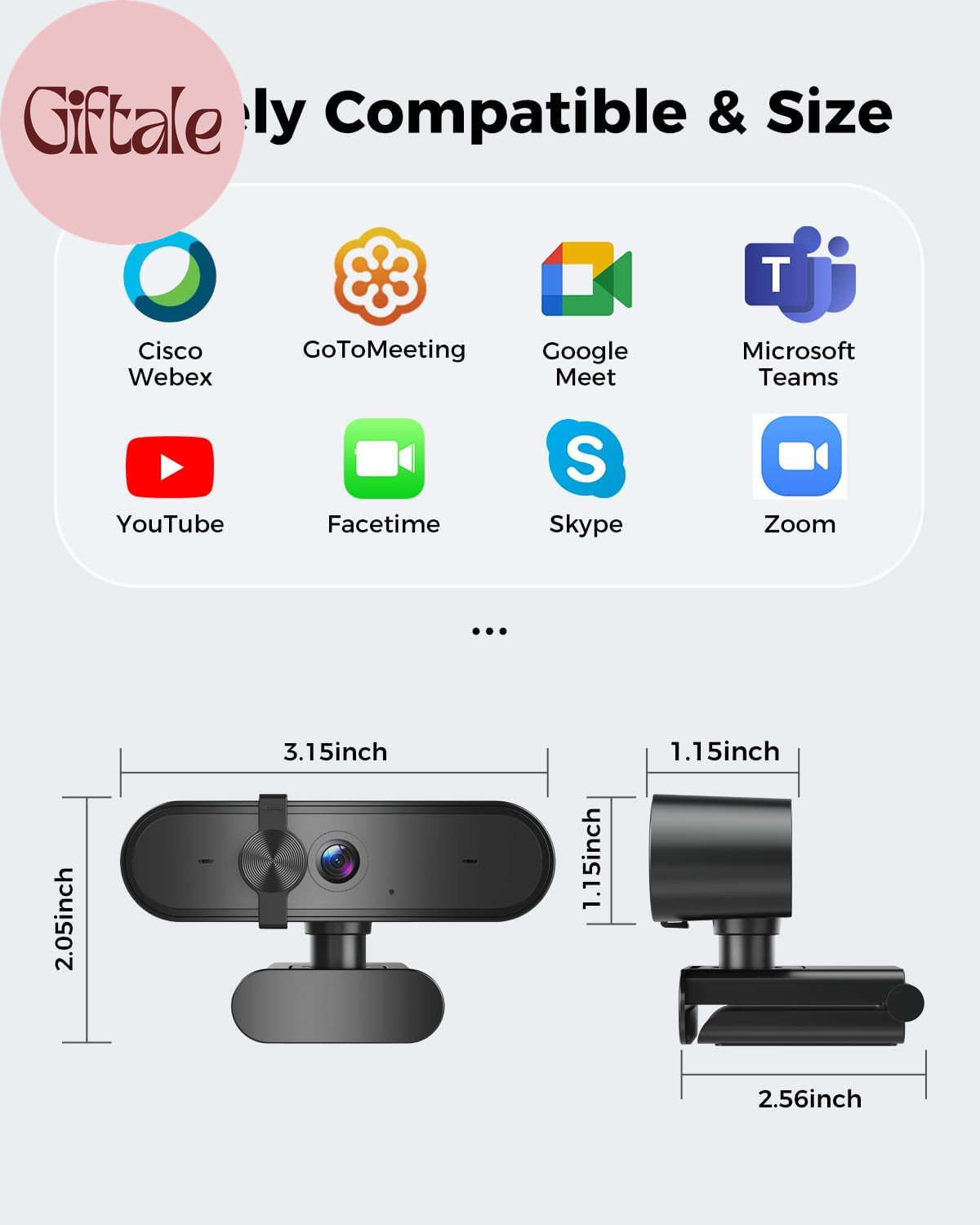 1080P Webcam Computer Camera with Microphone & Wide View - Auto Light Correction