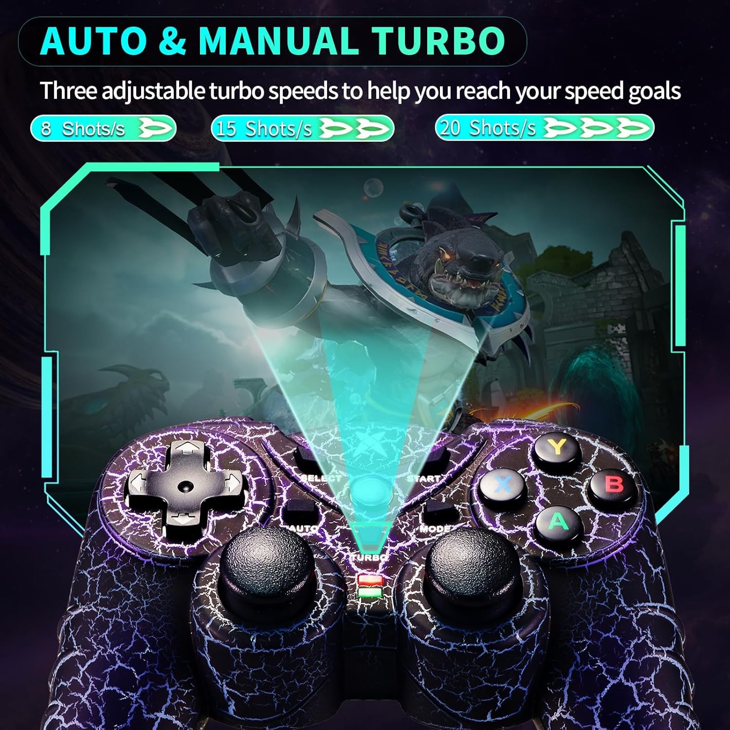 2.4GHz RF Wireless Gaming Controller LED Vibration for PC/PS3