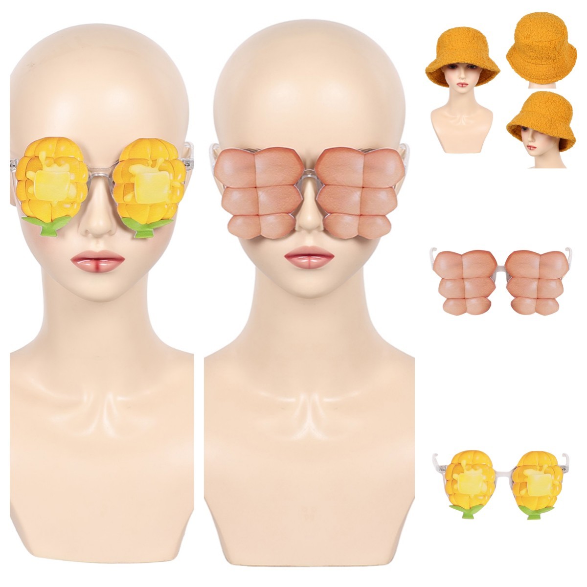 Korean Superstar Zoey Hat Popcorn Glasses Stage Hunter Zoey idol Muscle Glasses