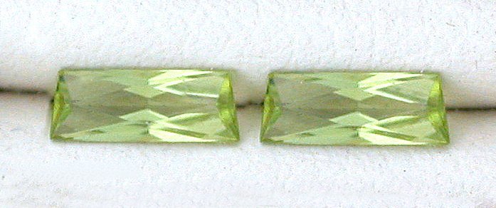 Two 6 x 2mm Custom Tapered Rectangle Baguette Arizona Peridot Gemstone EBS4531