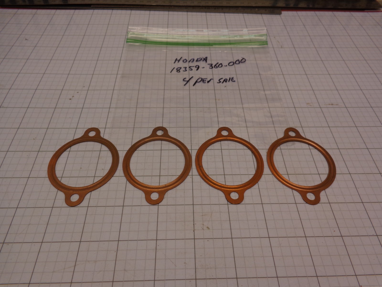 Honda 18359-360-000 Exhaust Joint Copper Gasket QTY 4 Gaskets OEM NOS