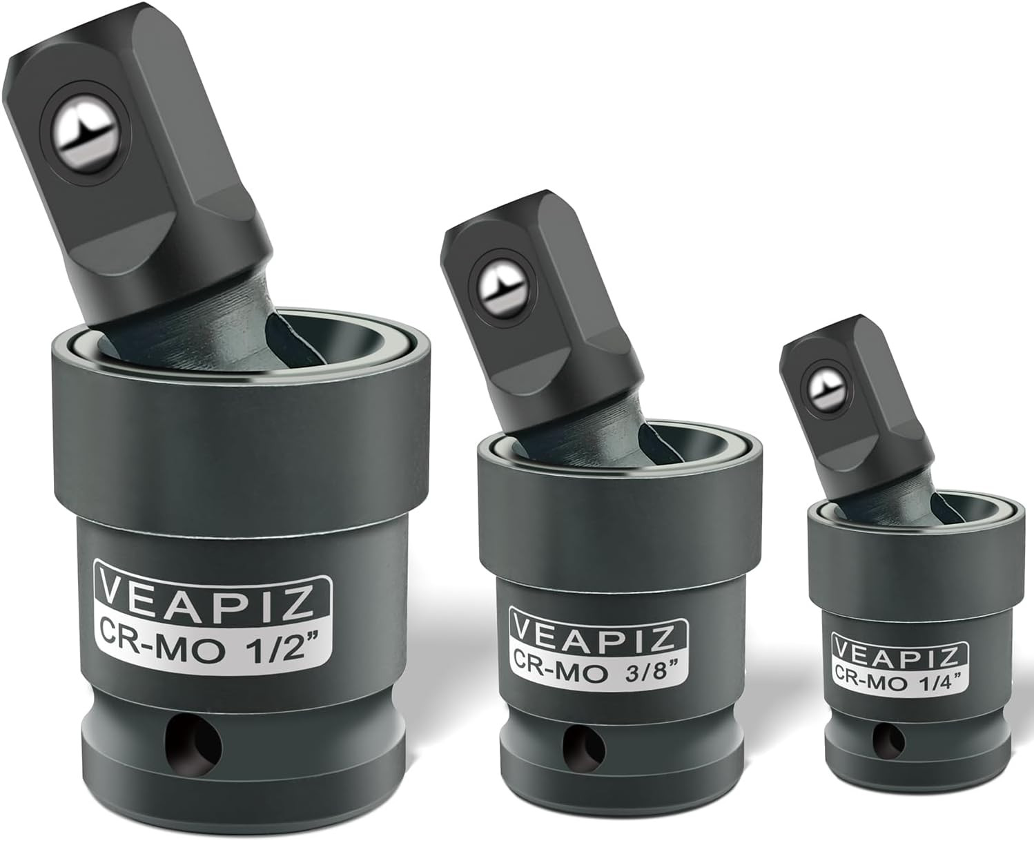 3-Piece Universal Joint Socket Extension Set, 1/4", 3/8", 1/2" Drive