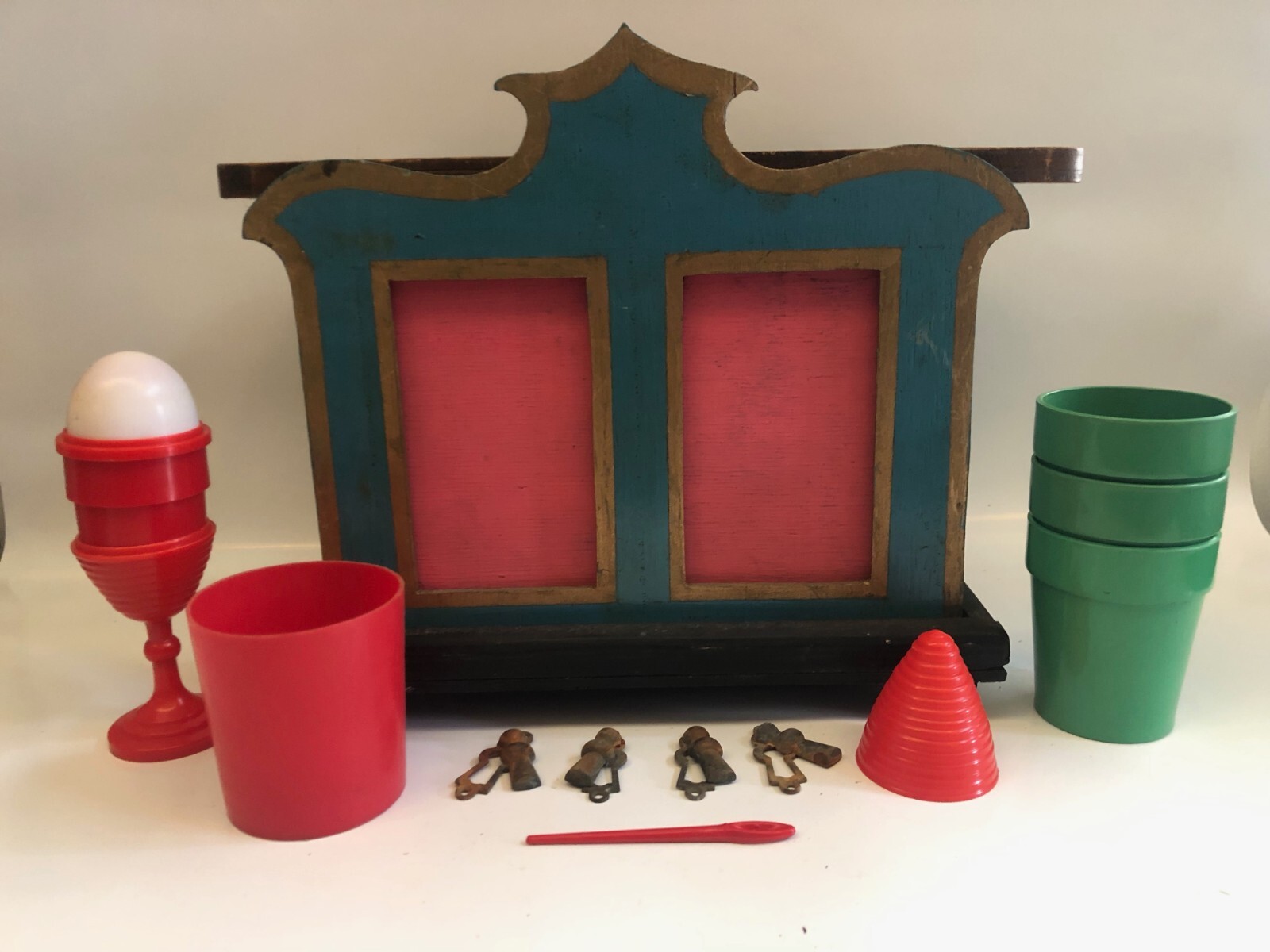 Antique Magic Box Magician Prop hand made painted art trick novelty joke toy
