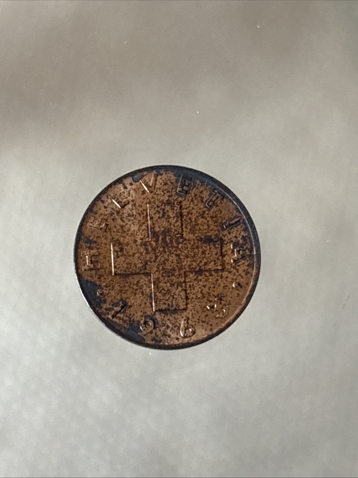 1963 Helvetia Switzerland 1 One Rappen  Actual Coin Free Shipping! Z796