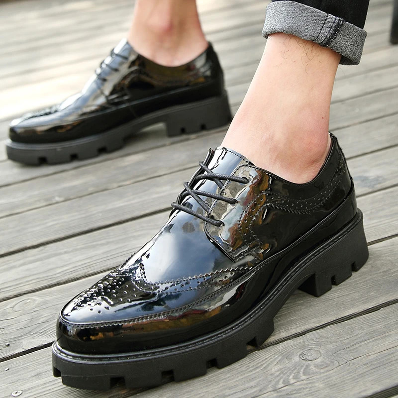 Men's Formal Platform Leather Shoes Comfortable Dress Party Wear Shoes