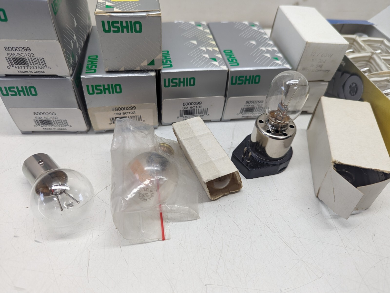 Large Lot of Microscope Bulbs Ushio 8000299, Eiko, Etc