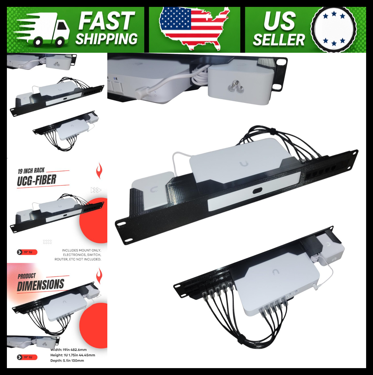 19-Inch Rack Mount for UCG-Fiber and UXG-Fiber Gateway, Black
