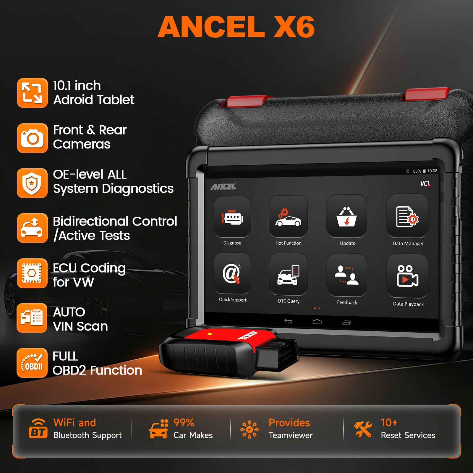 ANCEL X6 Bidirectional Scan Tool OBD2 Scanner Auto Diagnostic Tool All System