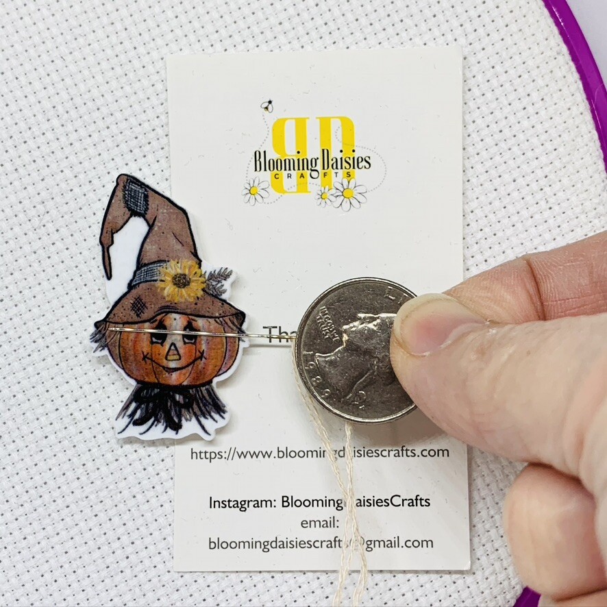 Magnetic Needle Minder Keeper Cross Stitch Fall Scarecrow / Fridge Magnet