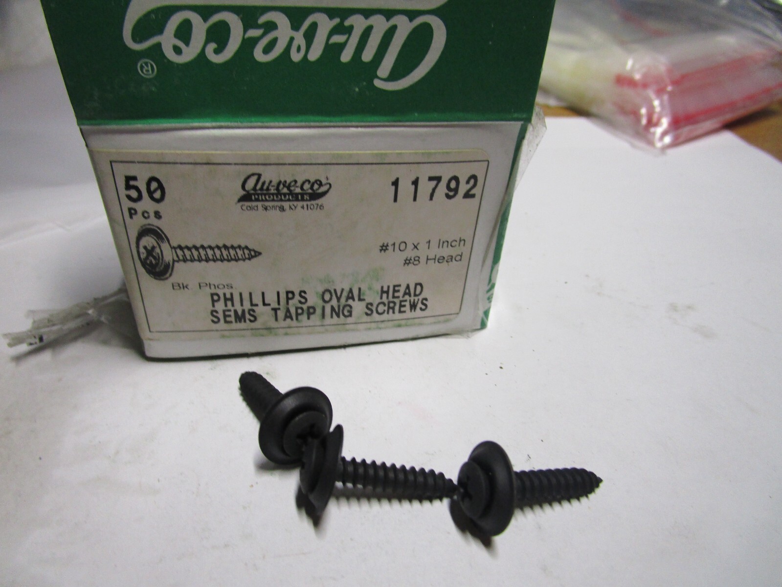 AUVECO 11792 #10 X 1 PHIL OVAL #8 HD AB TAPPING SEMS - BLACK QTY 50