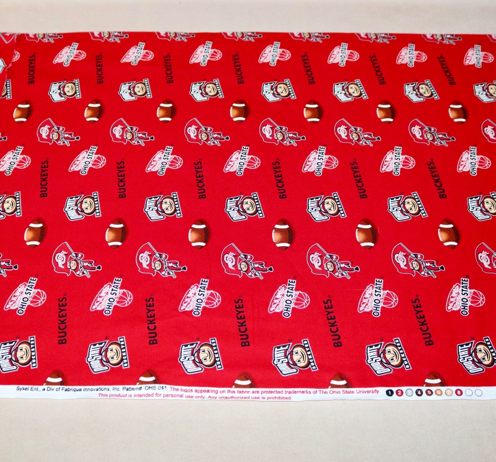 Ohio State Buckeyes ~ Logo Pattern College Cotton Fabric 1/4 Yard 9” X 44”