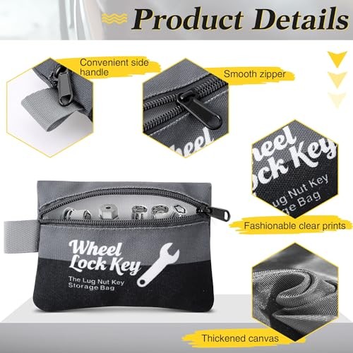 2Pack Wheel Lock Key Storage Pouch with Zipper() | Canvas Wheel Lock Key Gray