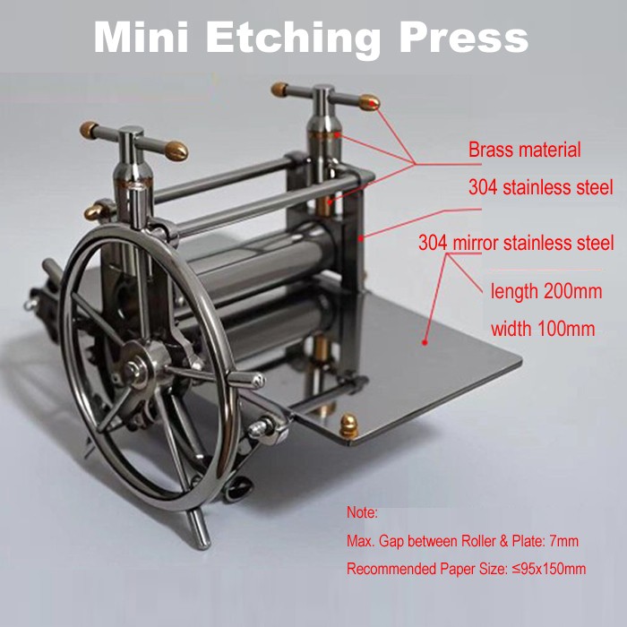 Mini Etching Press Micro Printing Press 100x200mm Desktop Printmaking Press