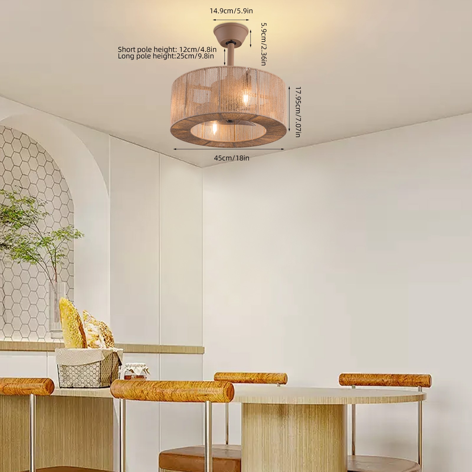 Ceiling Fan Light, Ceiling Fan with Lights for Bedroom, Ceiling Fan Light w/Remo