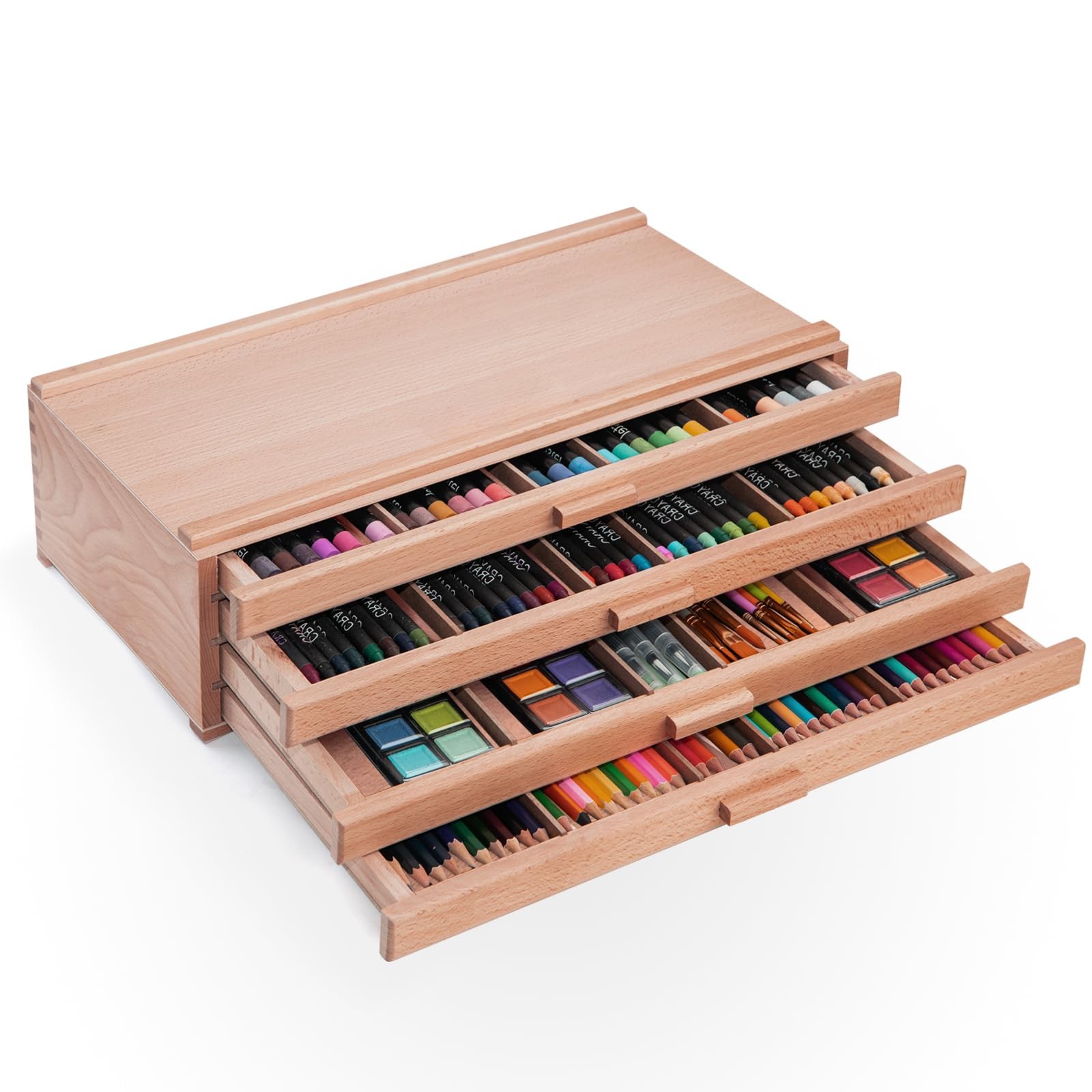 4 Drawer Artist Supply Storage , Wooden Pastel Storage , Portable Organizer f...