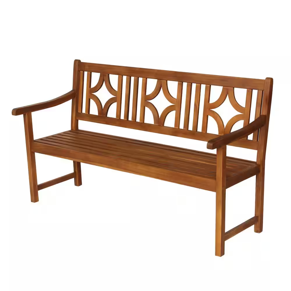 Sloane 59.1 In. Wood 3-Seat Ogee Diamond-Back 600 Lbs. Support Acacia Outdoor Ga
