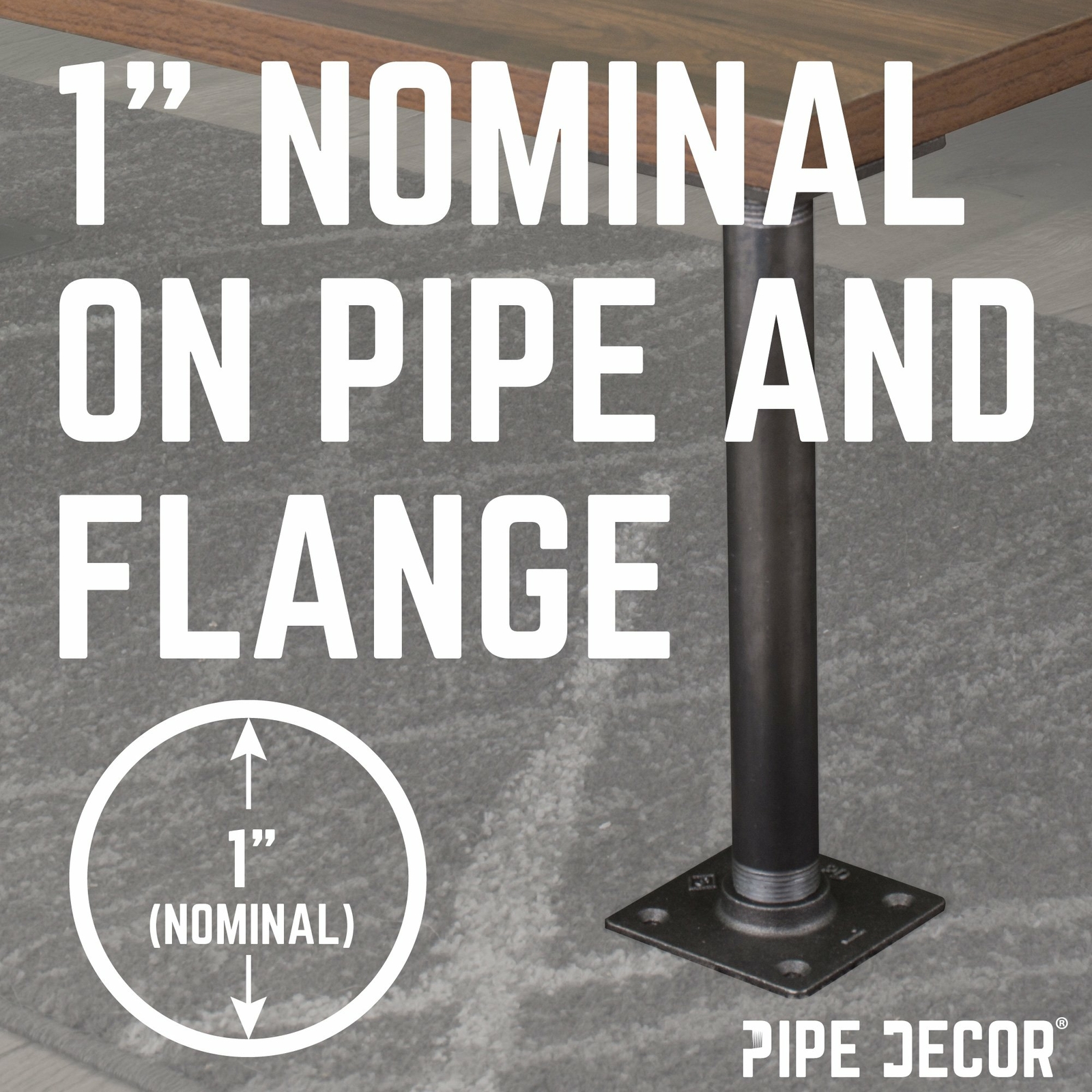 1 in. x 12 in. Square Flange Pipe Table Legs - 4 Pack