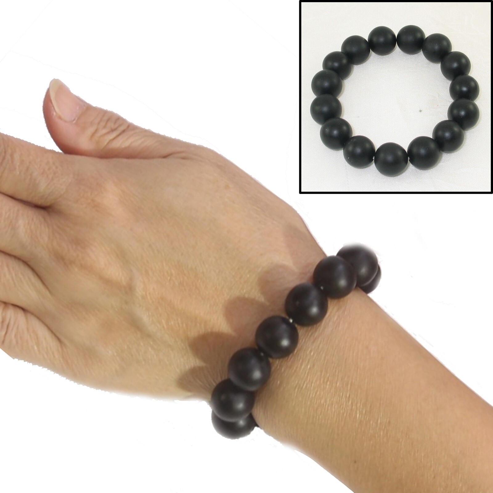 14mm Genuine Bian Stone Beads Bracelet