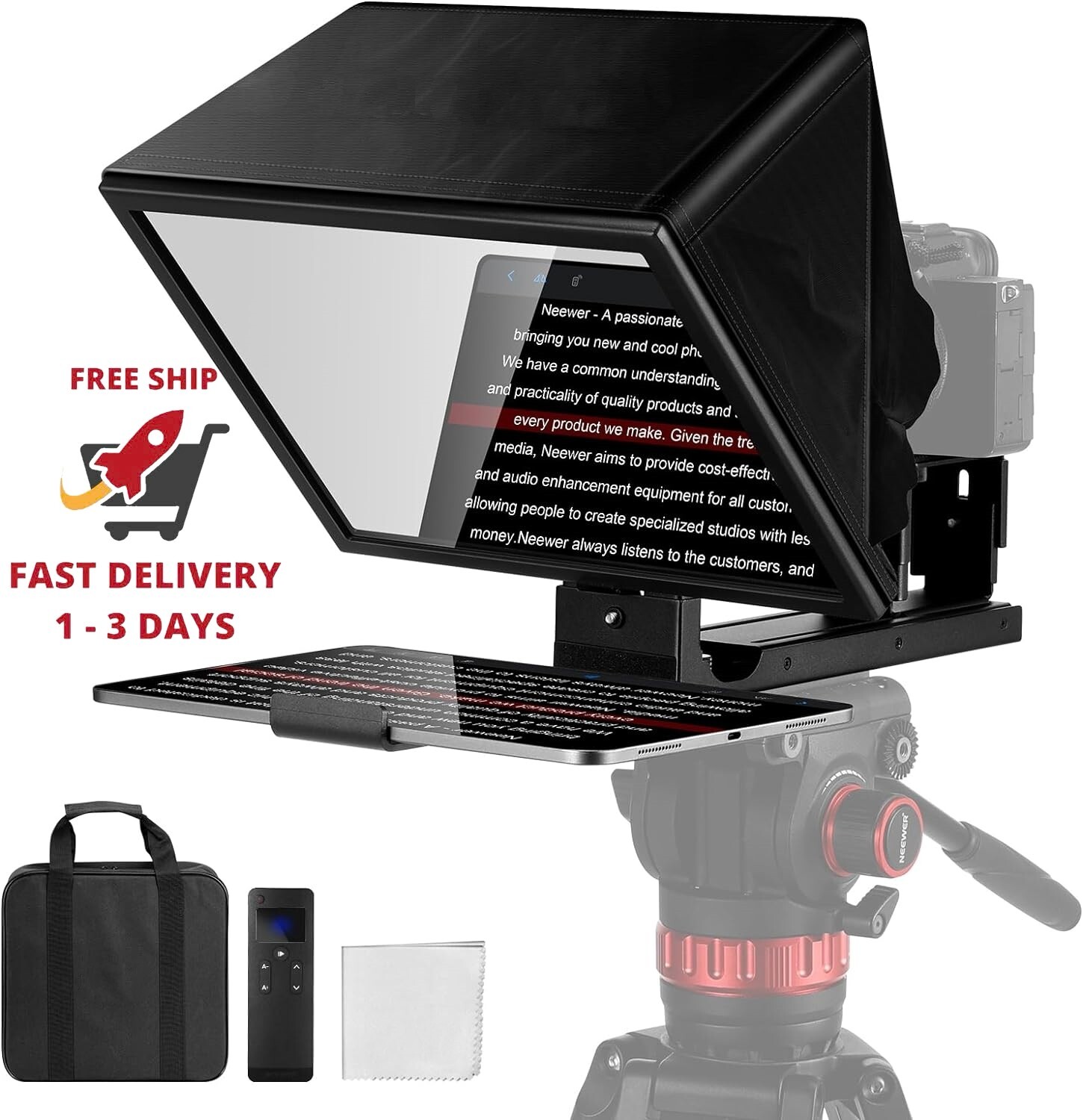 Teleprompter elevable de aleación de aluminio Basics X12B de 12" para iPad
