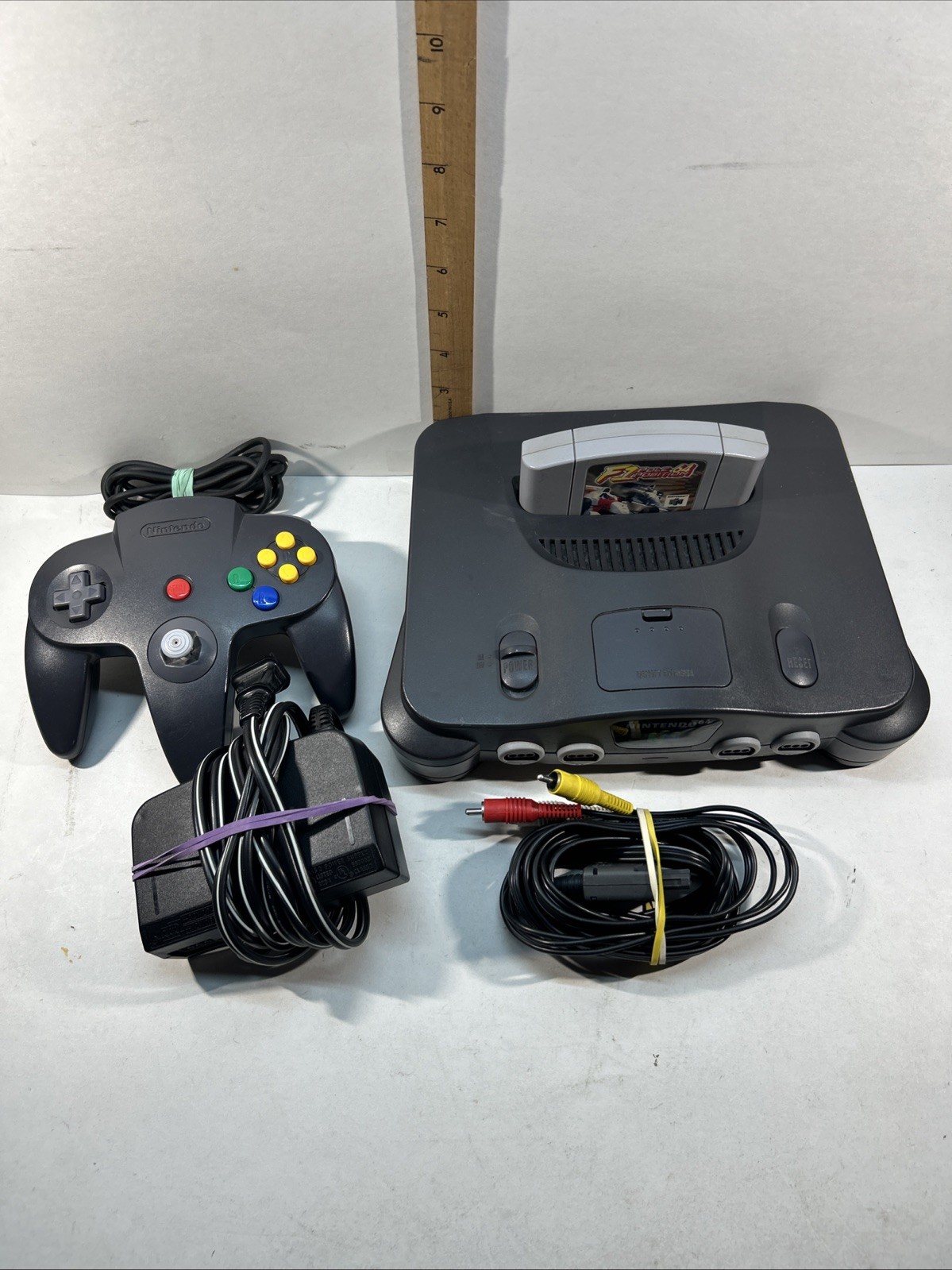Nintendo 64 NUS-001 Console Tested with Cables Controller + F1 Pole Position 64