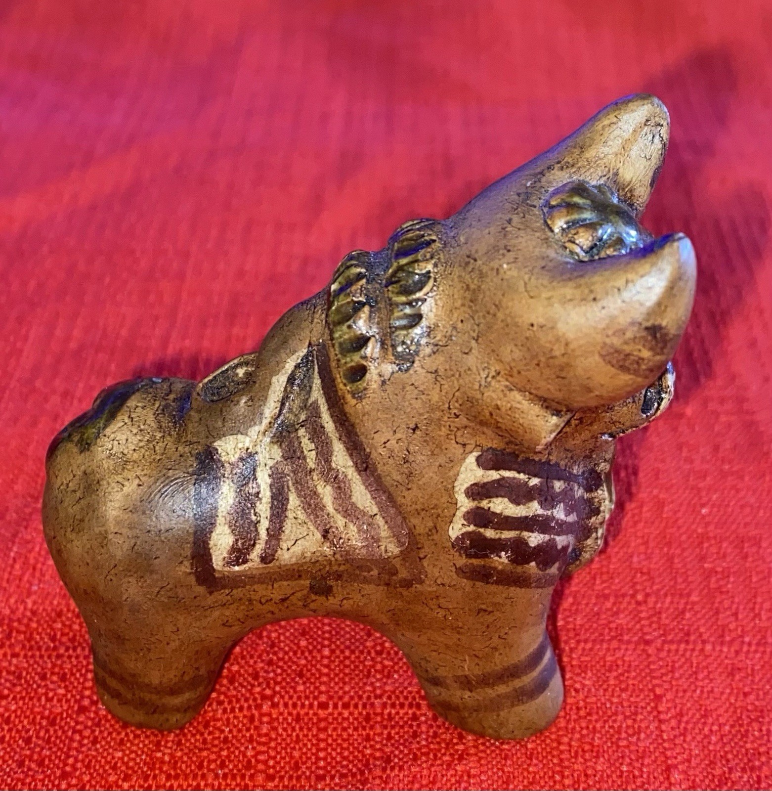 Traditional Peruvian Hand Painted Ceramic Torito de Pucara Bull 2" Folk Art