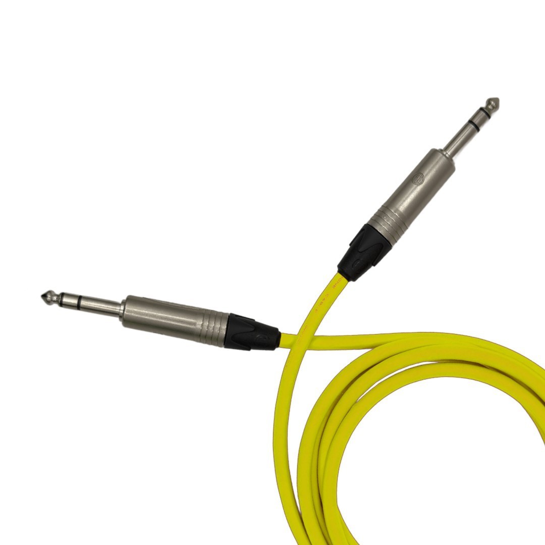 3.5 FT  MOGAMI YELLOW TRS CABLE NEUTRIK  1/4" CONNECTORS 2549 NP3X PATCH