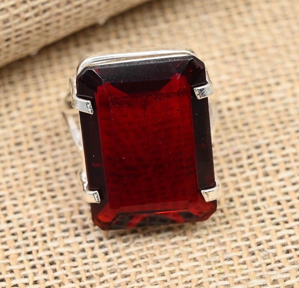 Red Garnet Gemstone Handmade 925 Solid Sterling Silver Jewelry Ring