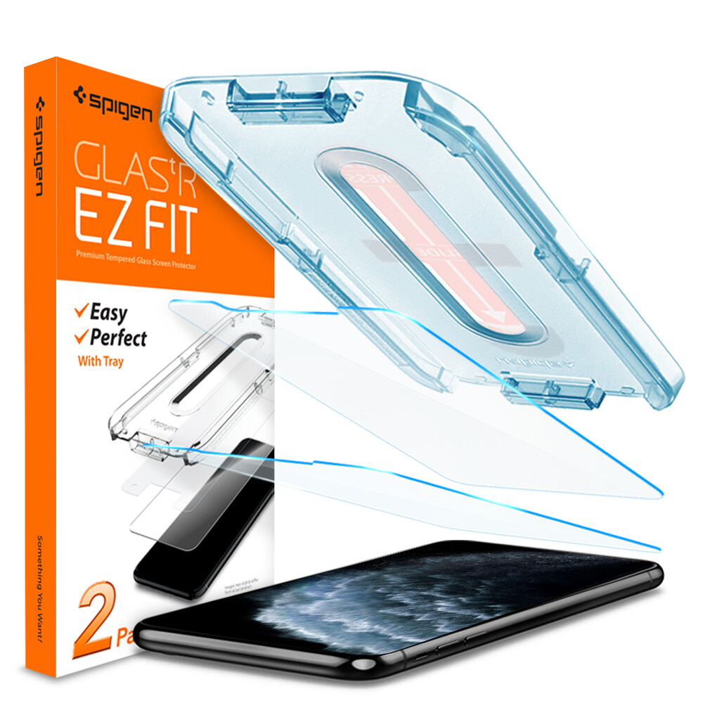 iPhone 11 Pro X XS XS Max 11 Pro Max XR Glass Screen Protector Spigen (2P)