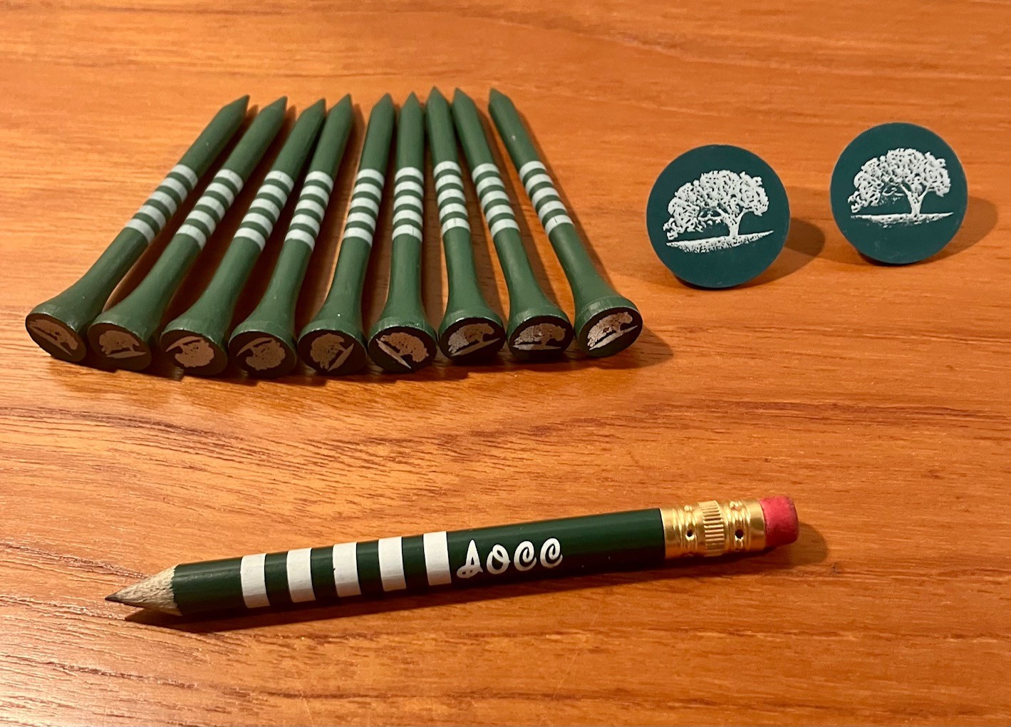 Shady Oaks Country Club (Texas) Logo Golf Ball Markers Tees Pencil Lot