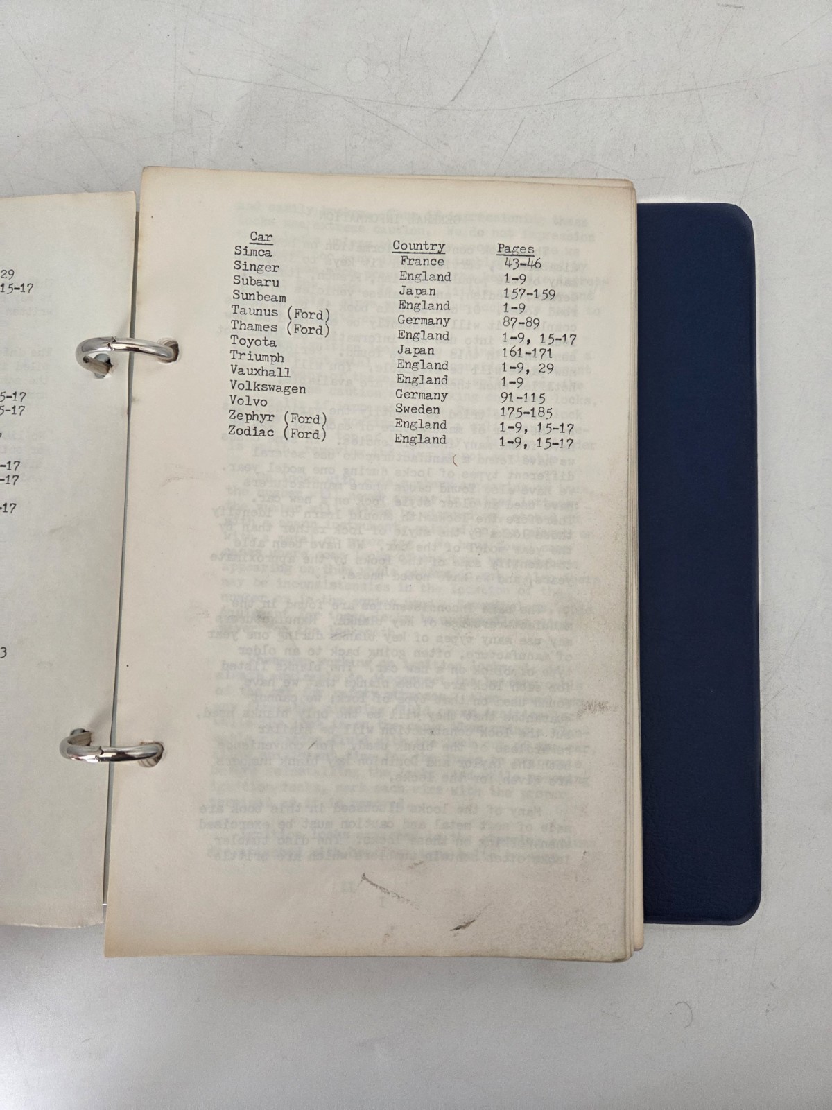 Vintage Foreign Car Lock Service Manual 1974