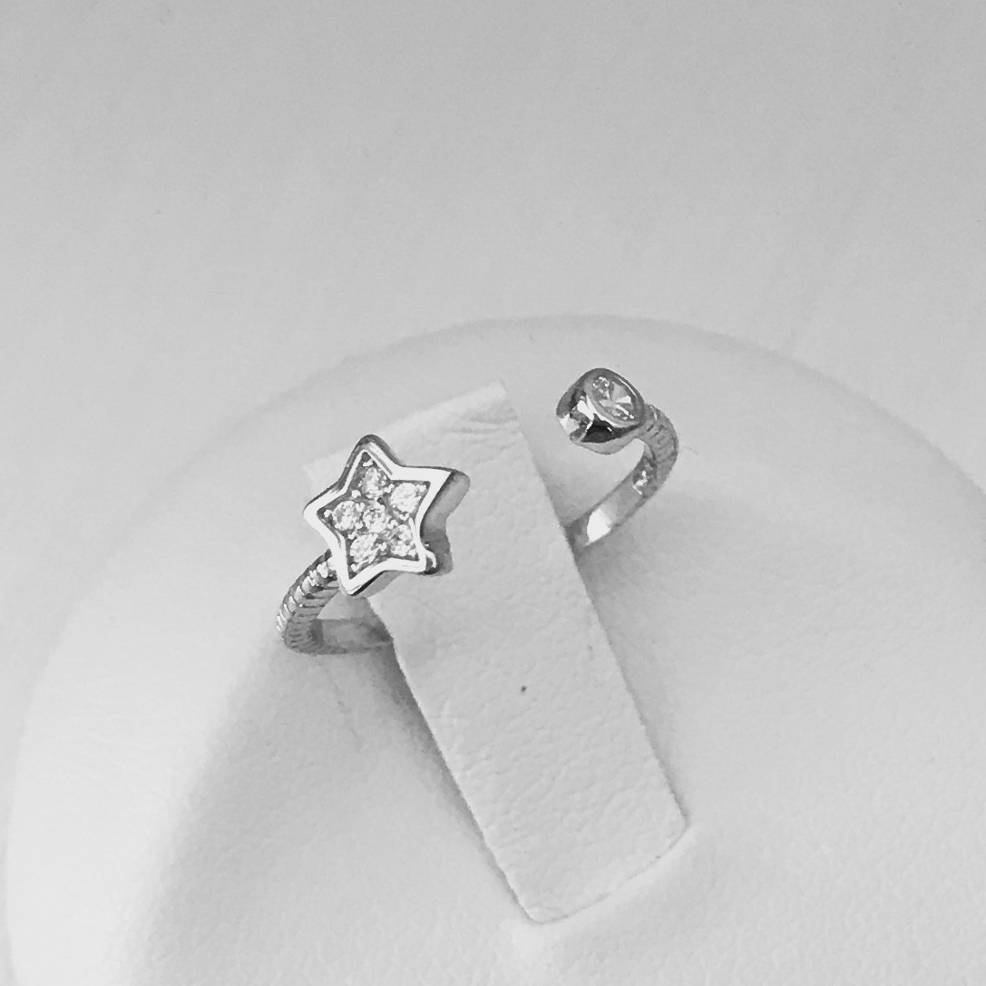 Sterling Silver Star CZ Toe Ring, Star Silver Rings, Celestial Ring