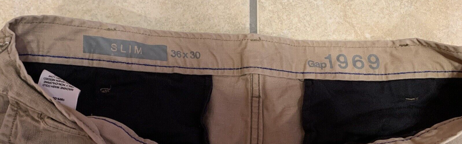 Men's 36x30 GAP 1969 Brown Slim Fit Straight Leg Trouser Pant 100% Cotton 851151